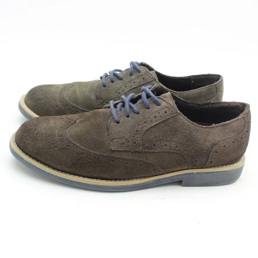Sonoma Mens Brown Suede Leather Wing Tip Derby Shoes